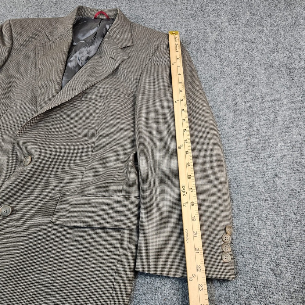 Jos A Bank Executive Collection Mens Tan Brown Houndstooth Wool Blazer Jacket - Picture 8 of 8